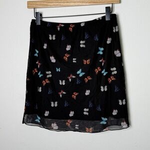 Princess Polly Black Butterfly Mesh Mini Skirt Women's Size 10‎